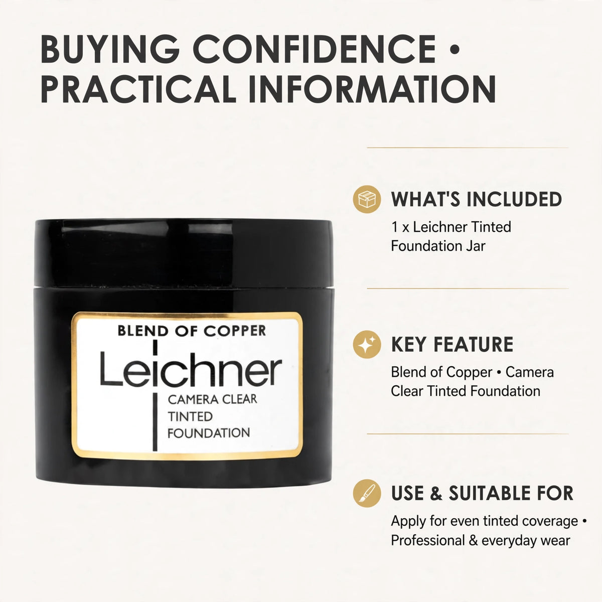 Leichner Camera Clear Foundation providing natural finish and buildable coverage for various applications