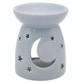 Leonardo Grey Ceramic Moons and Stars Wax Melt Oil Burner with moon and stars design