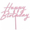 Light pink Happy Birthday acrylic cake topper with script lettering