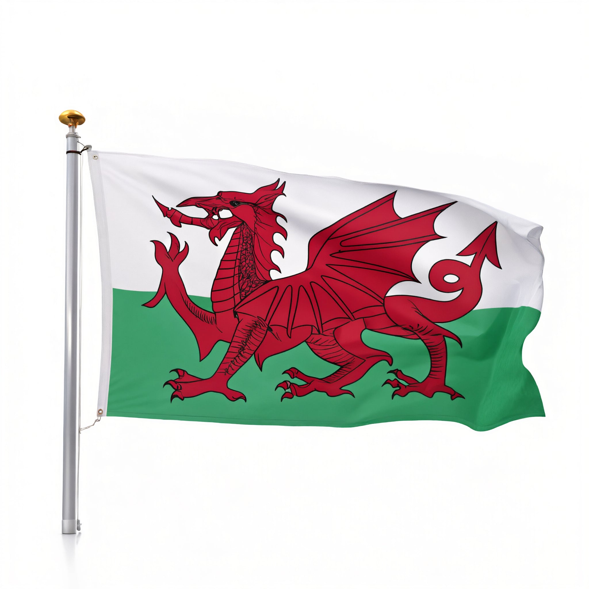 Lightweight Welsh Dragon Flag 5ft x 3ft Red-White-Green
