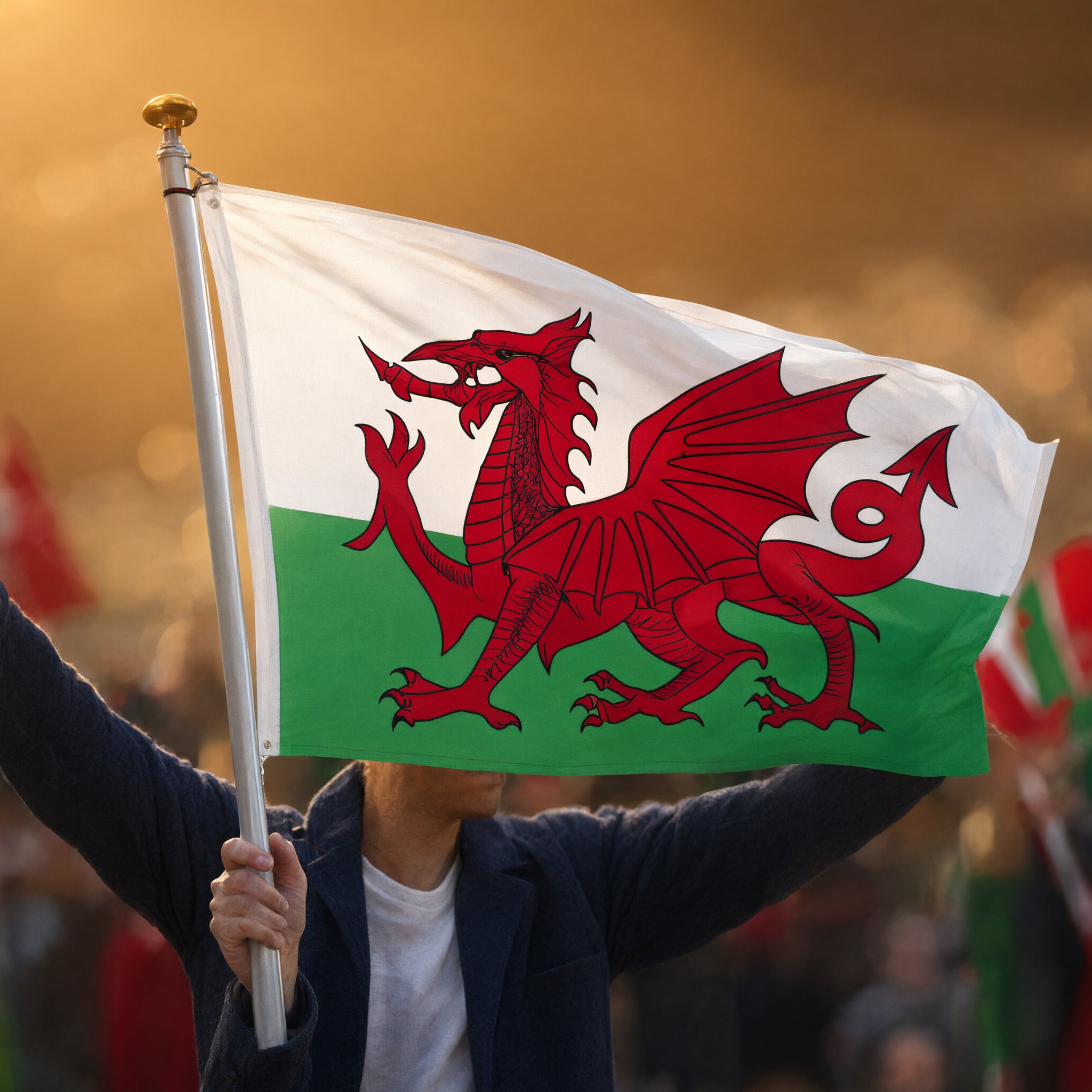 Lightweight Welsh Dragon Flag 5ft x 3ft Red-White-Green