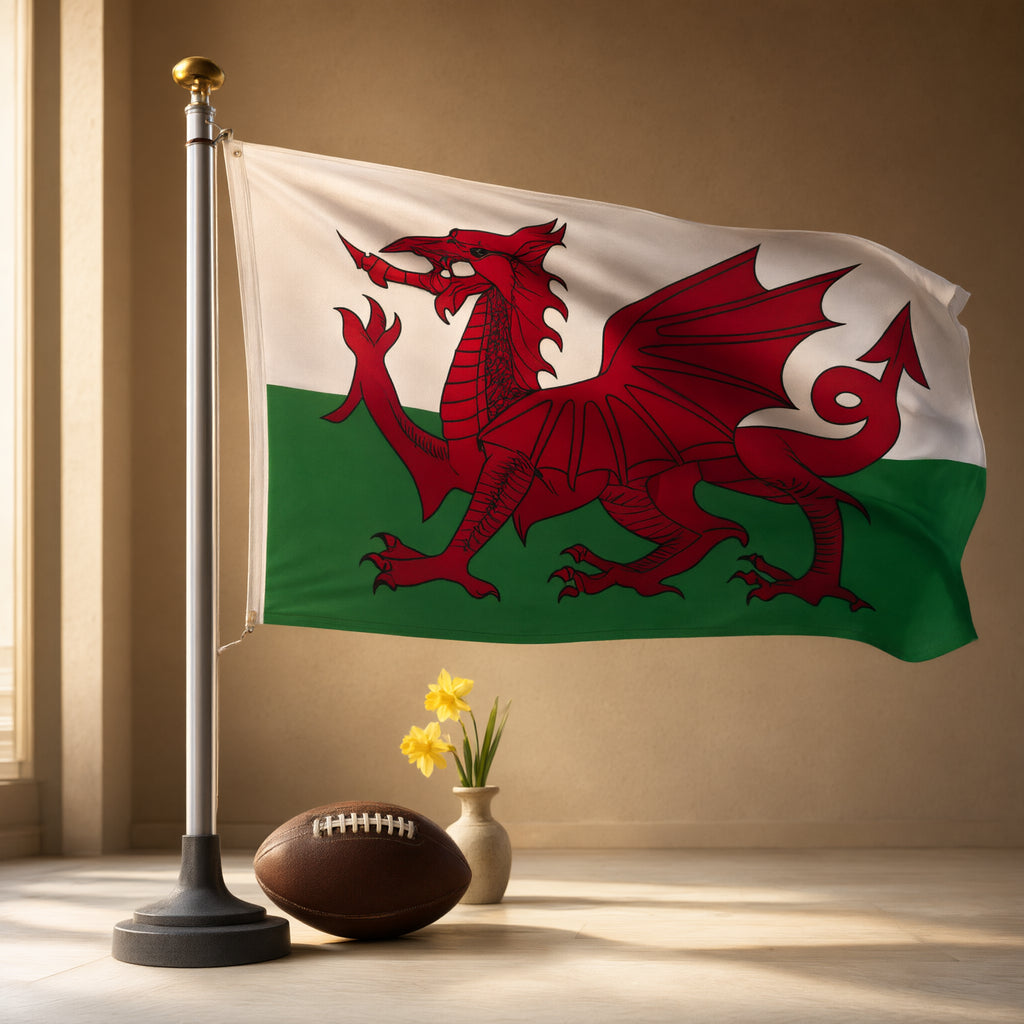 Lightweight Welsh Dragon Flag 5ft x 3ft Red-White-Green