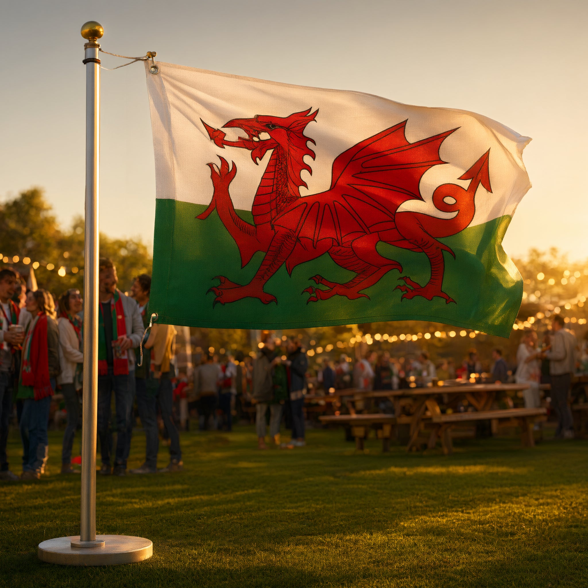 Lightweight Welsh Dragon Flag 5ft x 3ft Red-White-Green