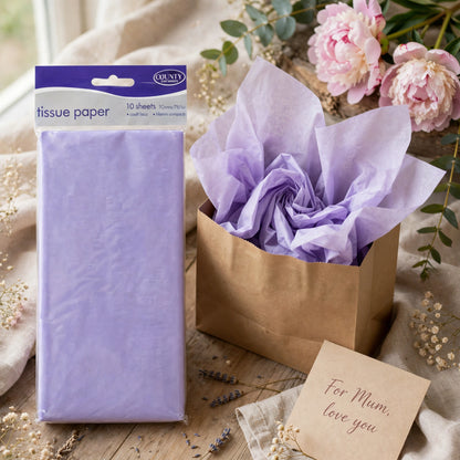 Lilac tissue paper used inside gift bags, hampers, and boxes for gift wrapping