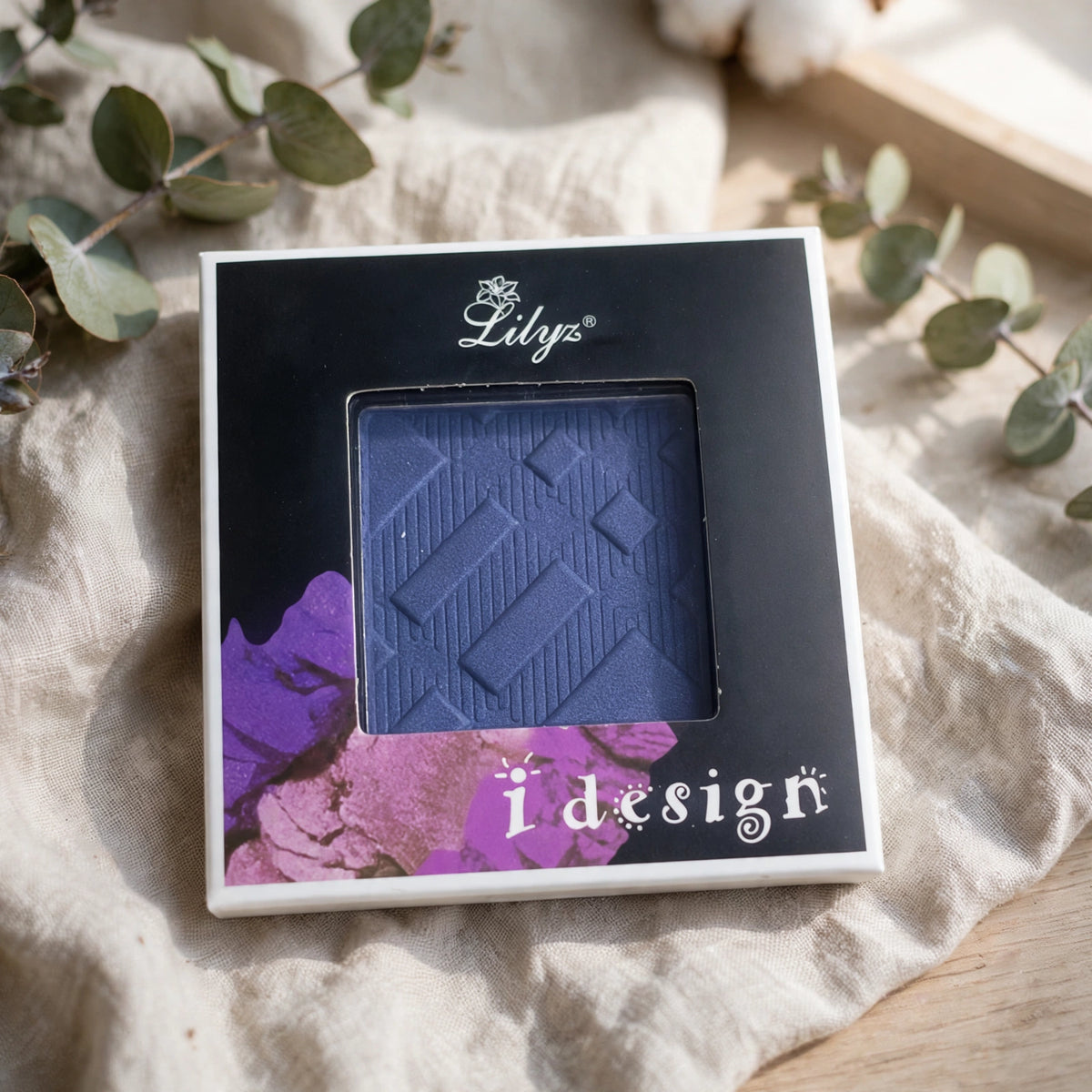 Lilyz Design Denim Blue eyeshadow applied on eyelids for defined or bold eye makeup