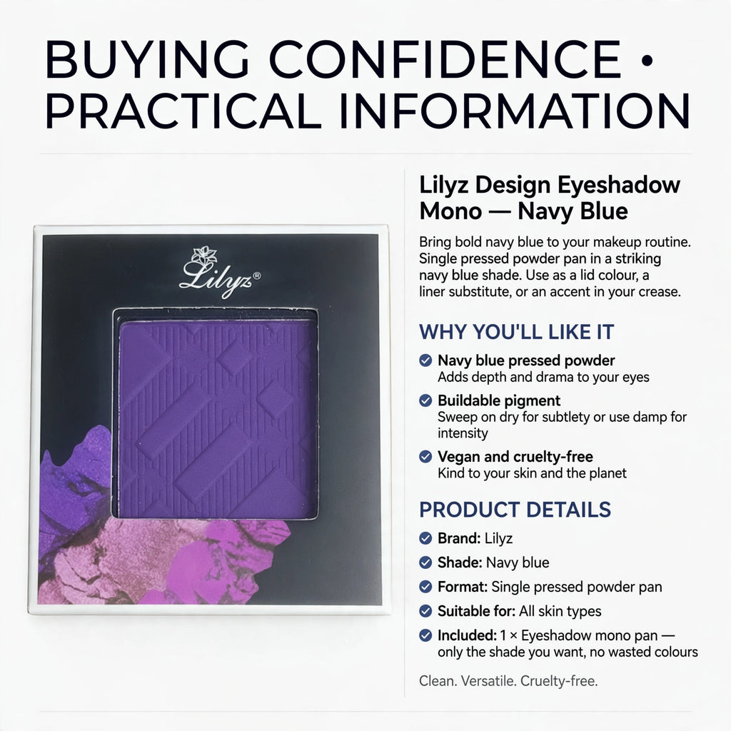 Lilyz Design Eyeshadow Mono is vegan, cruelty-free, suitable for all skin types, and offers buildable pigment