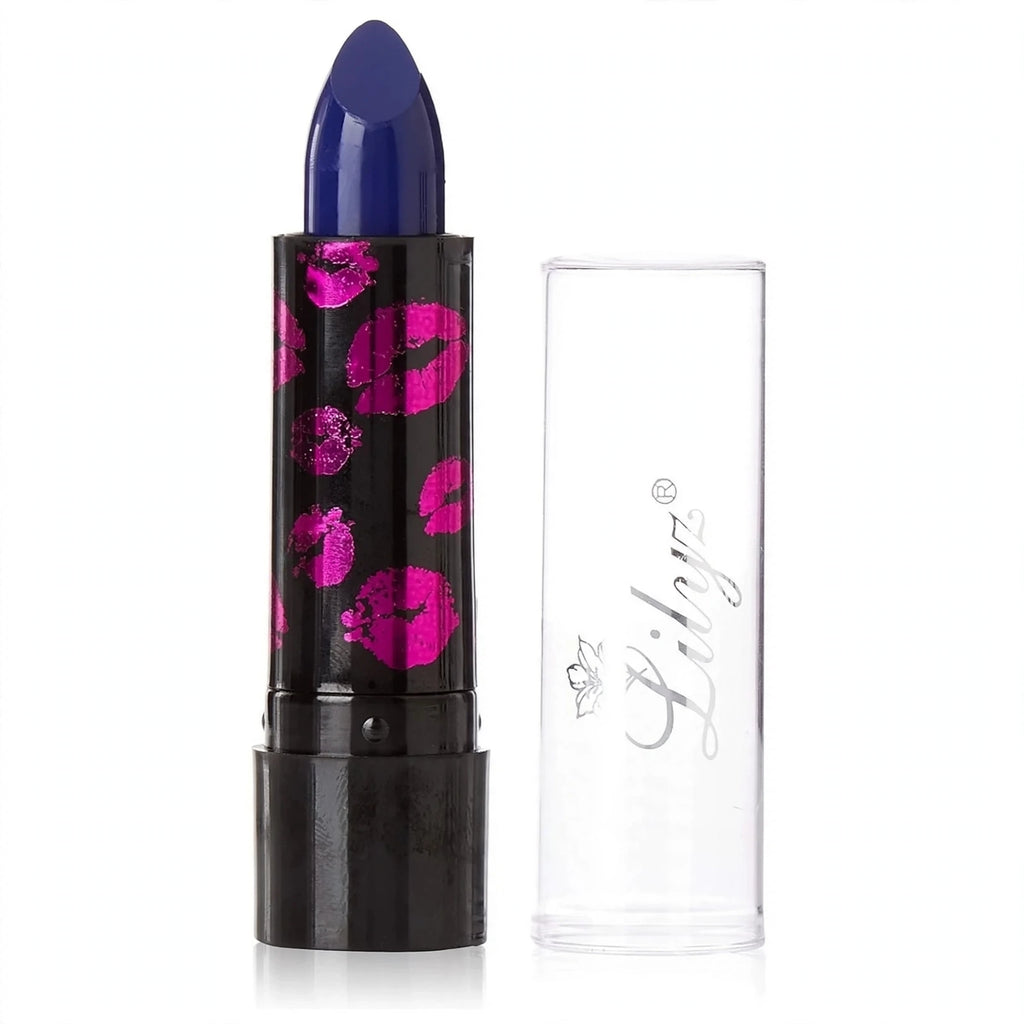 Lilyz Fright Night Halloween Lipstick in vivid electric blue shade Evil Blue