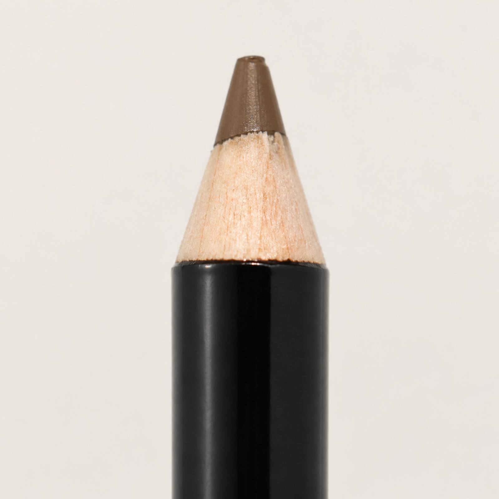 Close-up of the sharpened light-brown tip of the Lilyz eyebrow pencil
