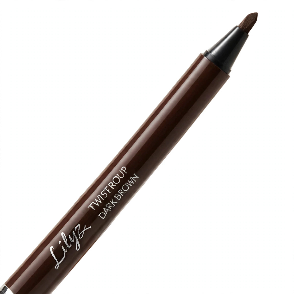 Close-up view of Lilyz Twist Up Waterproof Dark Brown Eye Liner Pencil tip