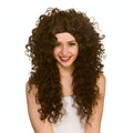 Womens long curly brown wig with voluminous curls
