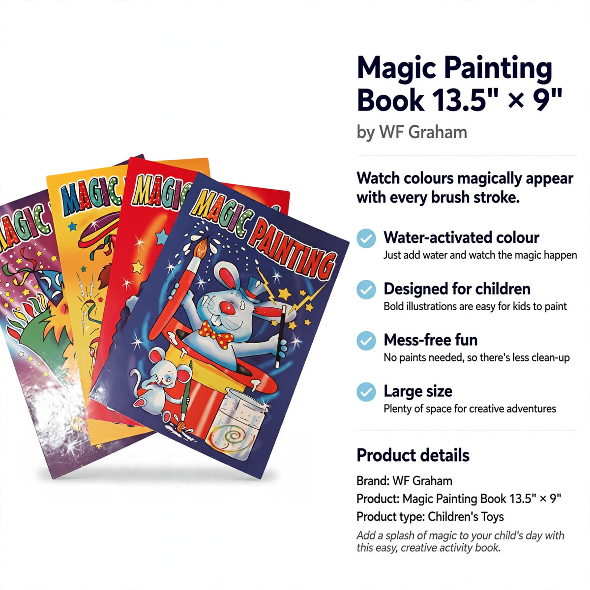 Magic Painting Book by WF Graham with water-activated colour and mess-free fun for children