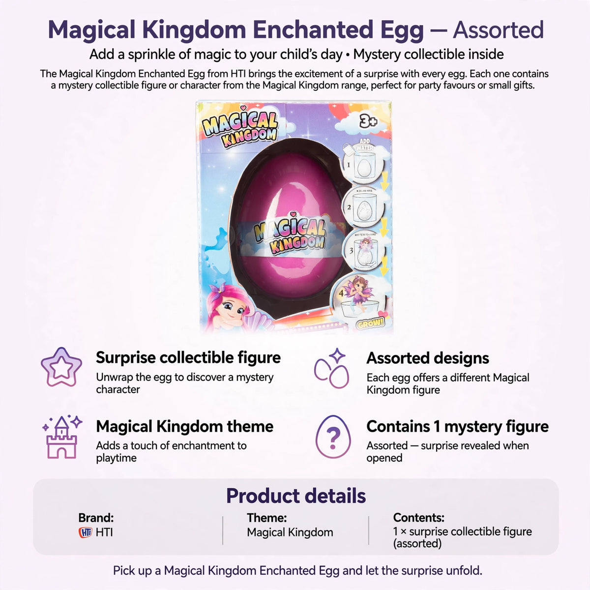 Infographic showing surprise collectible figure and assorted Magical Kingdom designs