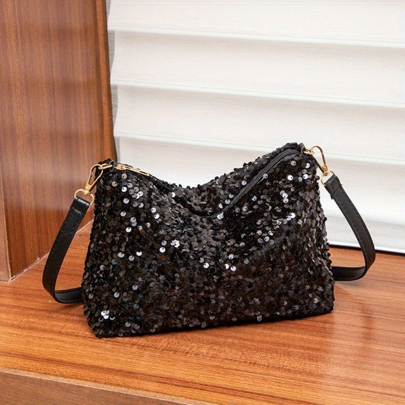 Ladies Black Sequin Handbags Evening Purse Shoulder Bag Clutch For Women | Merthyr Tydfil | Why Not Shop Online