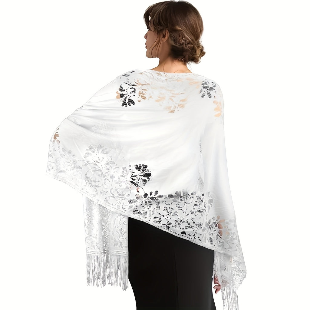 Evening Dress Pashmina Shawl White
