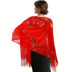 Evening Dress Pashmina Shawl Red