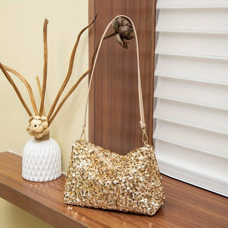 Ladies Gold Sequin Handbags Evening Purse Shoulder Bag Clutch For Women | Merthyr Tydfil | Why Not Shop Online