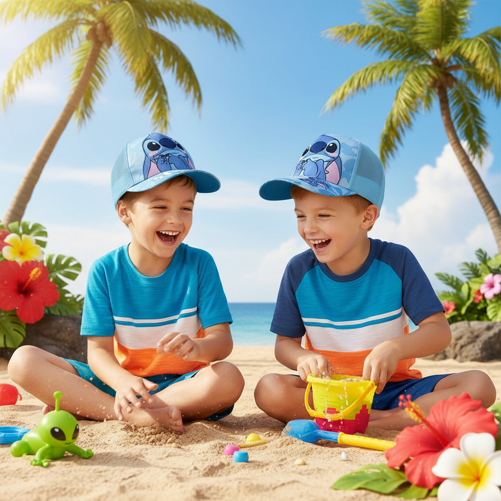 Boys Stitch Blue Baseball Cap - Adjustable, Lightweight Polyester