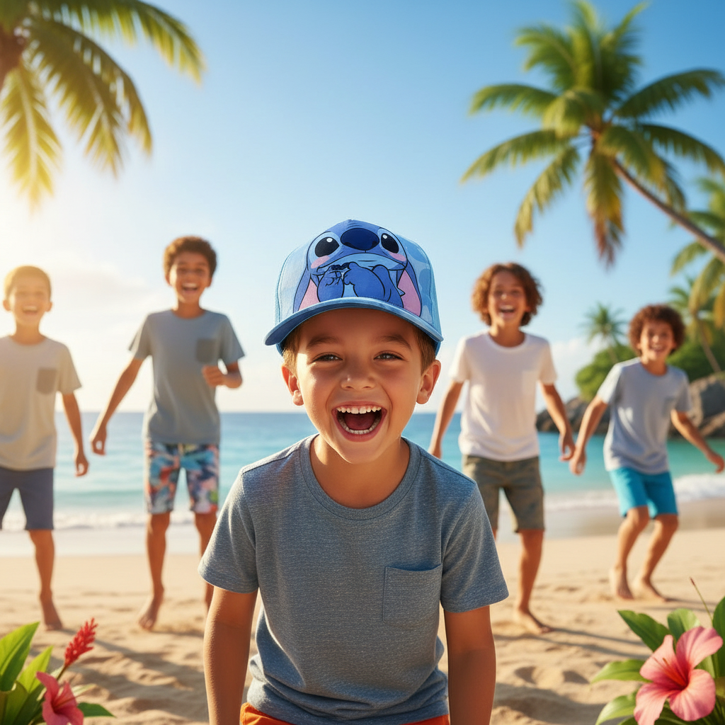 Boys Stitch Blue Baseball Cap - Adjustable, Lightweight Polyester