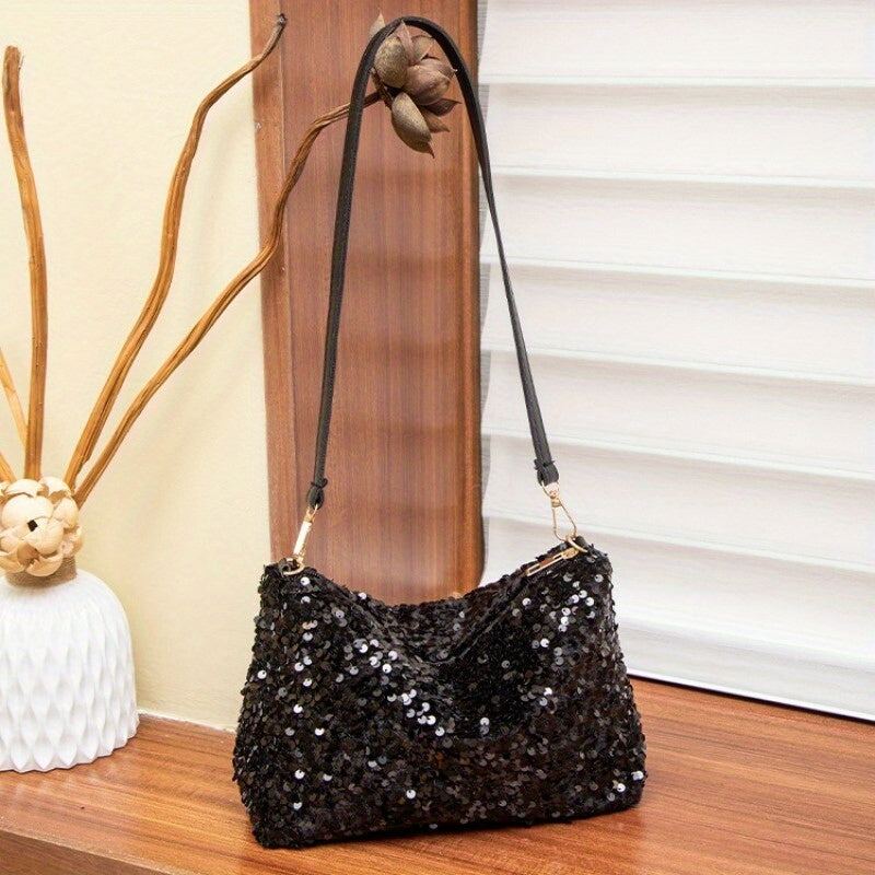 Ladies Black Sequin Handbags Evening Purse Shoulder Bag Clutch For Women | Merthyr Tydfil | Why Not Shop Online