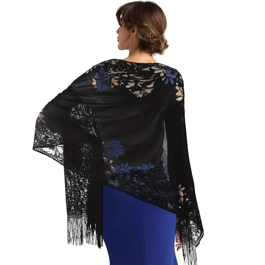 Evening Dress Pashmina Shawl Black