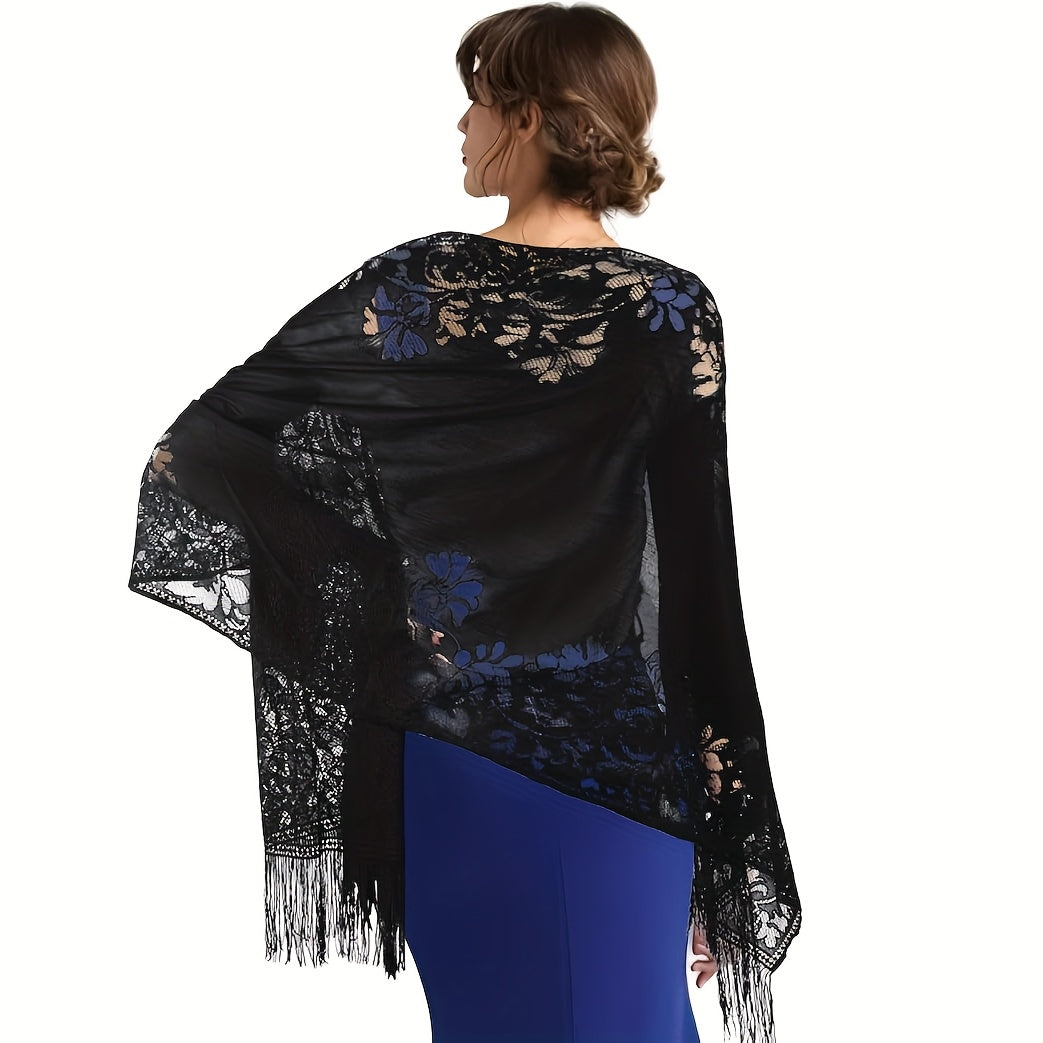 Evening Dress Pashmina Shawl Black