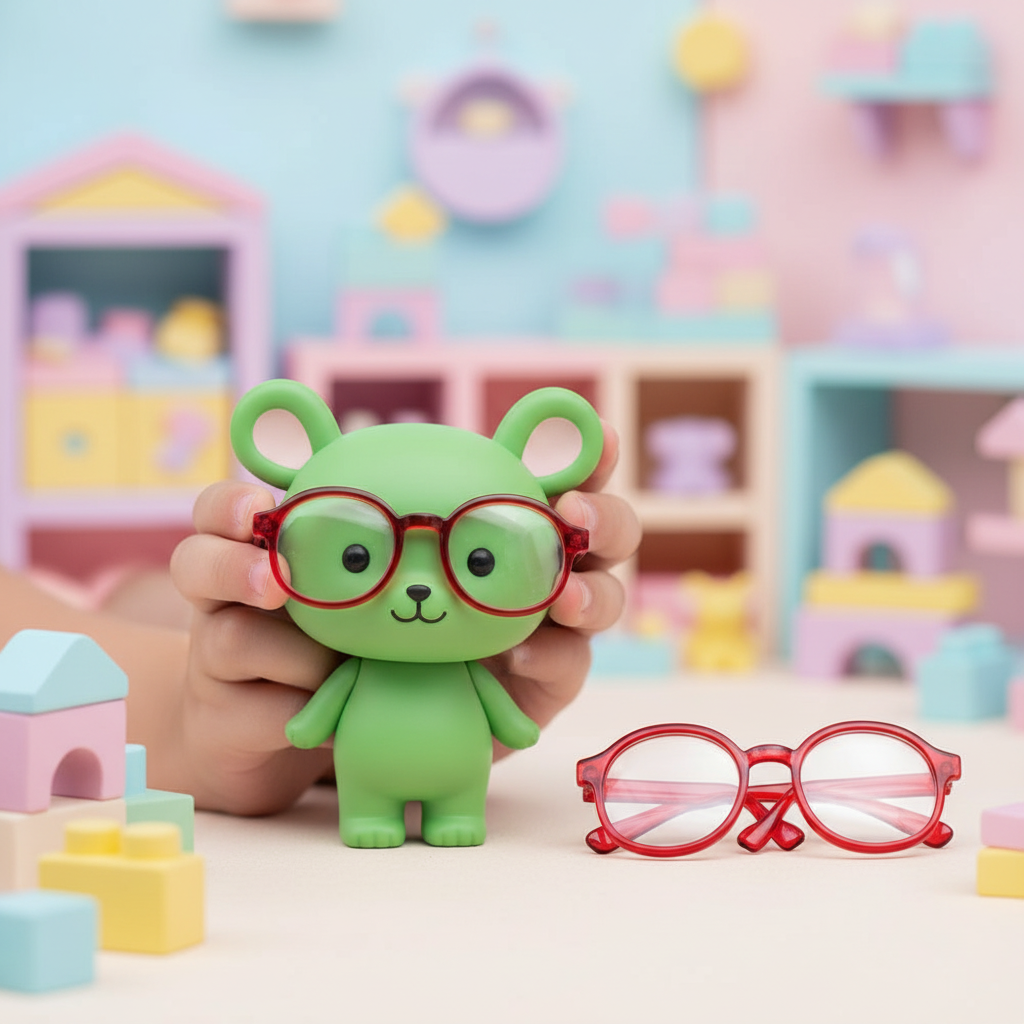 6.5Cm Transparent Plastic Red Glasses For Dolls