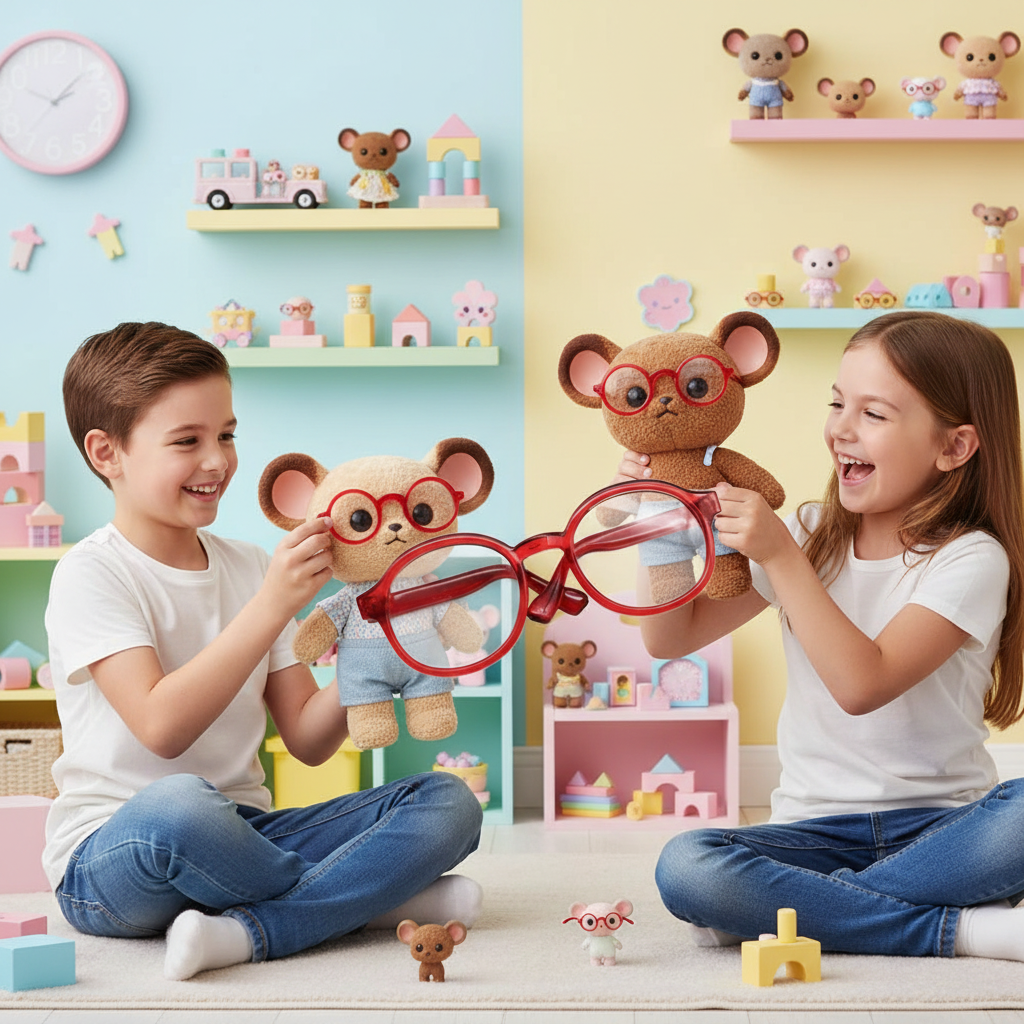 6.5Cm Transparent Plastic Red Glasses For Dolls