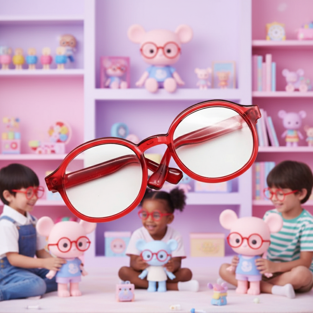 6.5Cm Transparent Plastic Red Glasses For Dolls