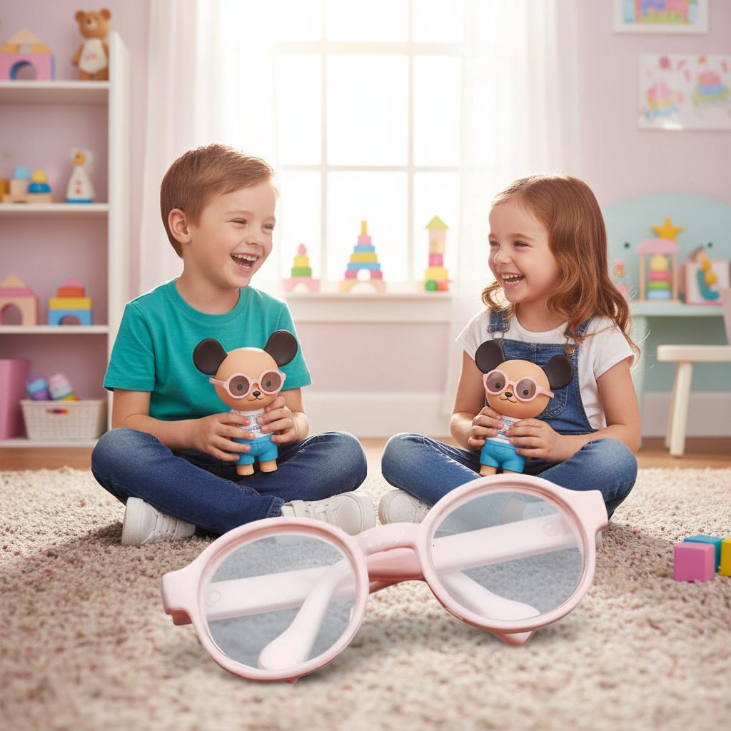 6.5Cm Transparent Plastic Pink Glasses For Dolls