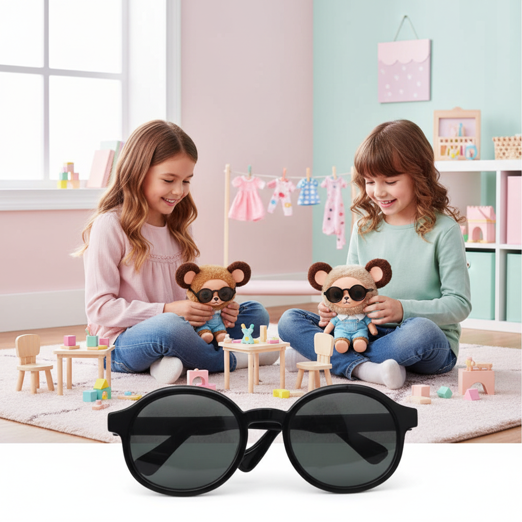 6.5Cm Transparent Plastic Black Glasses For Dolls