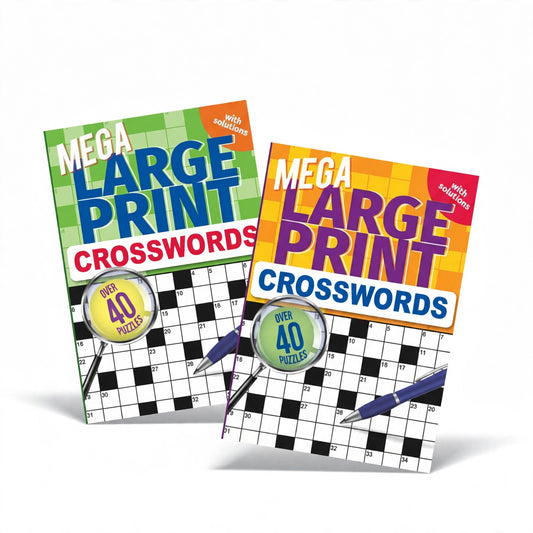Mega Large Print Crossword Book with extra-large clear print and over 40 puzzles