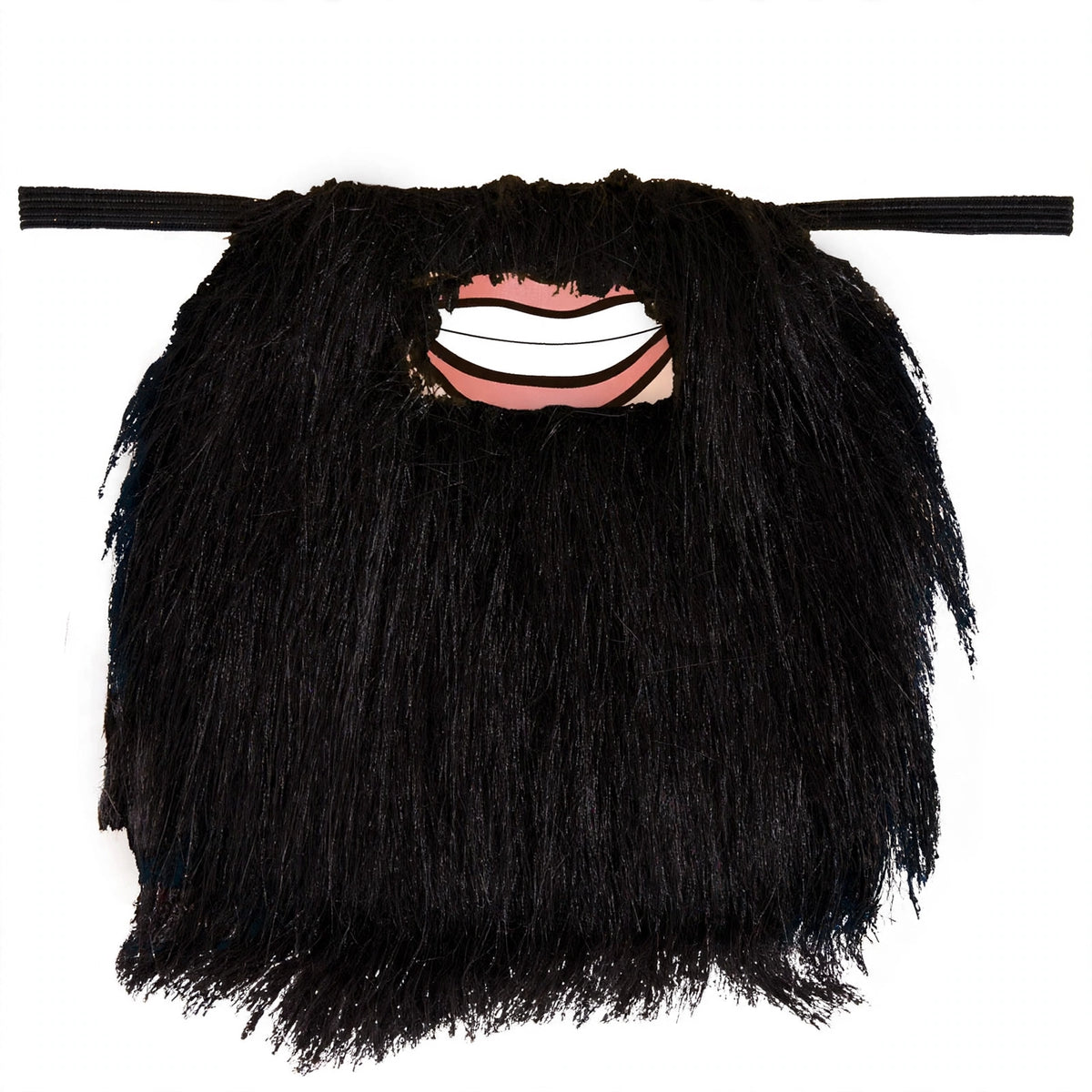 Close-up view of mens black fancy dress beard