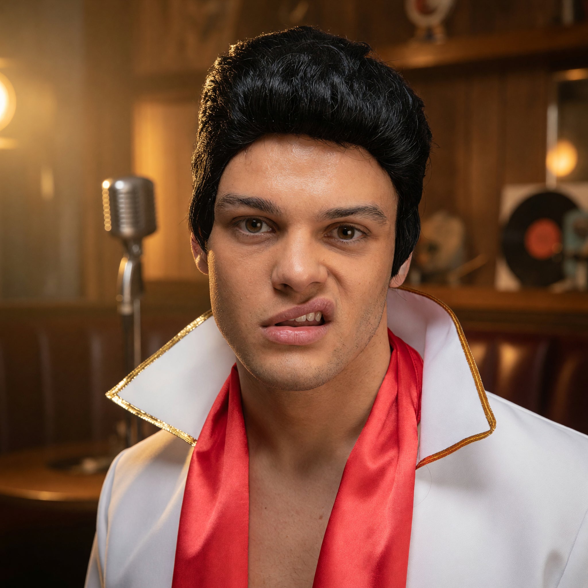 Men's 1950s Black Rocker Wig – product image 6