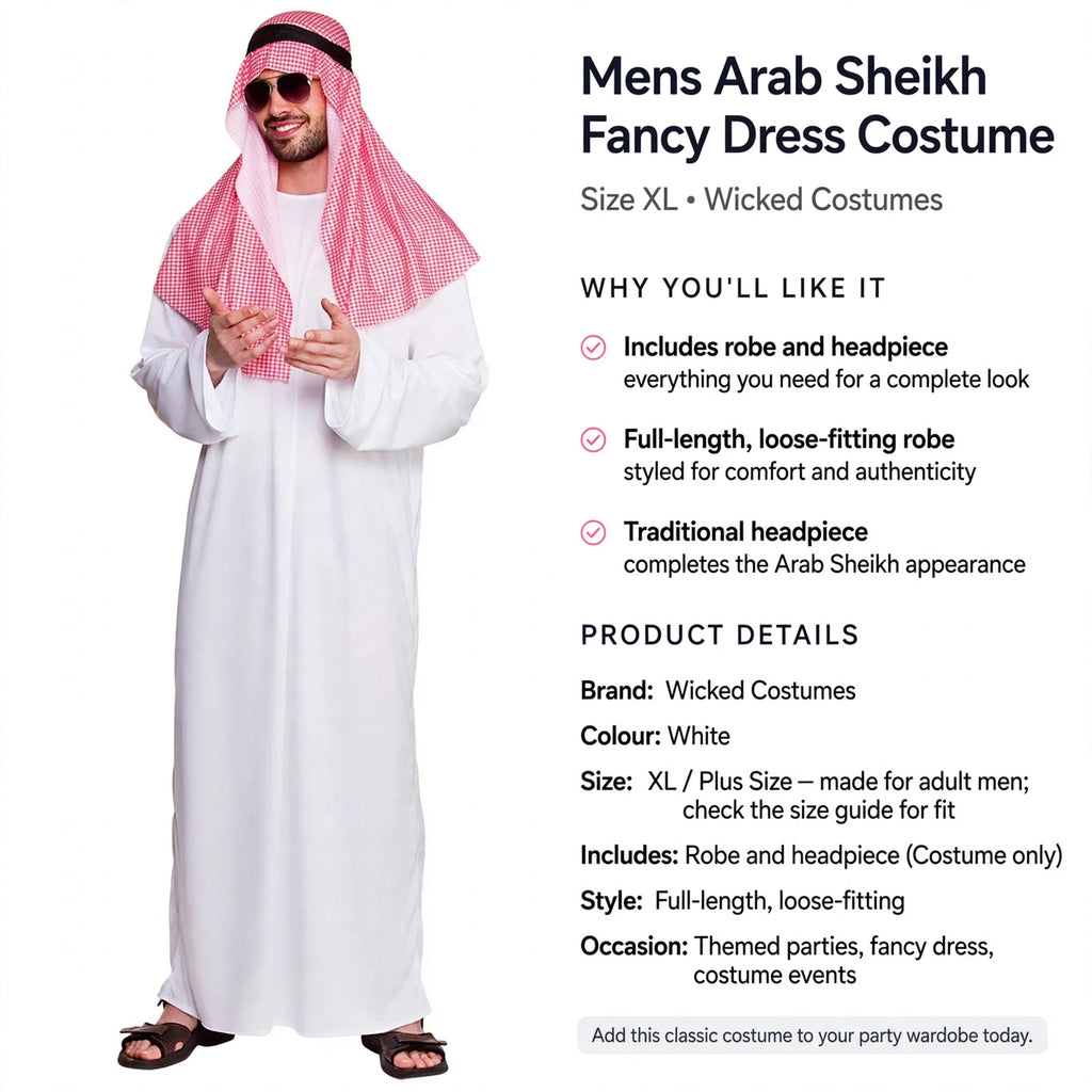 Complete costume set with robe and headpiece sized XL for adult men