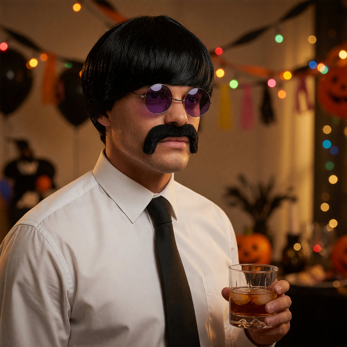 Mens 1960s Pop Icon Wig & Moustache – product image 6