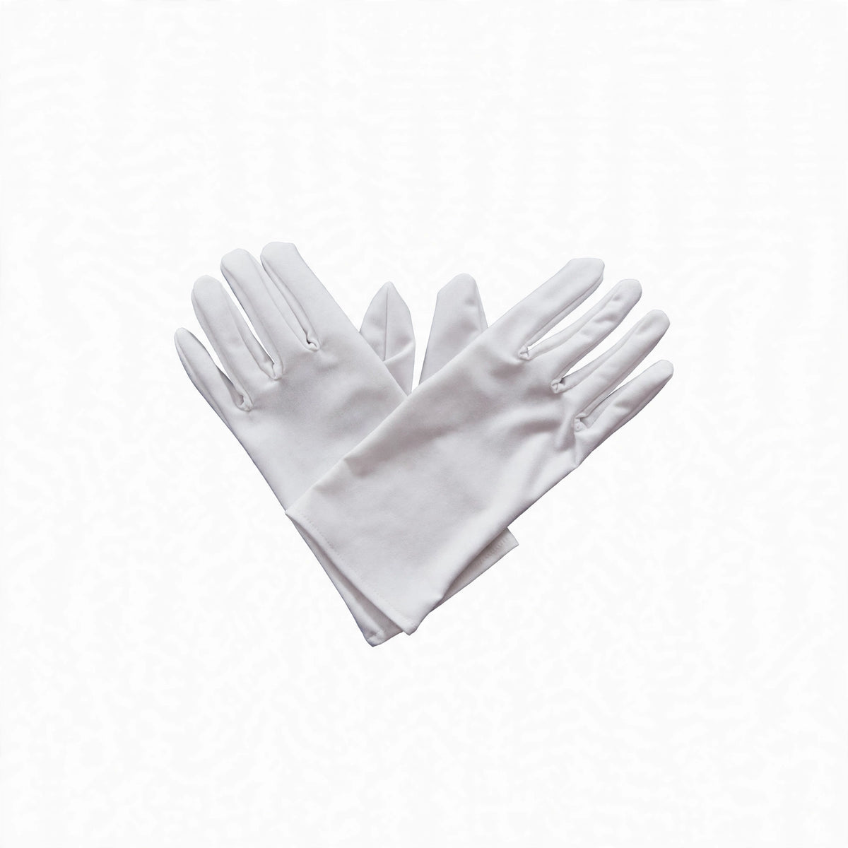 Men's short white gloves made from soft fabric with elasticated wrist