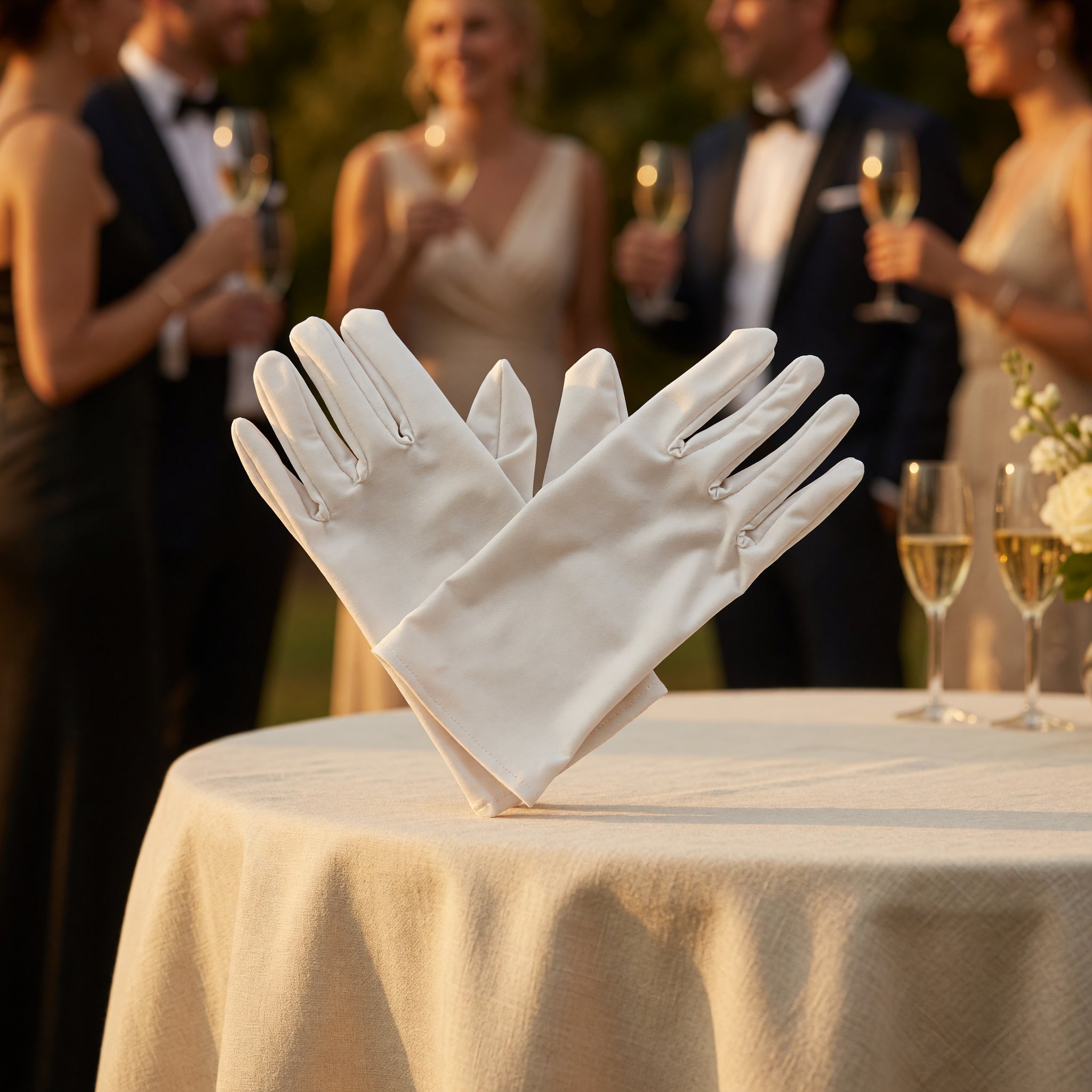 Men's Short White Gloves