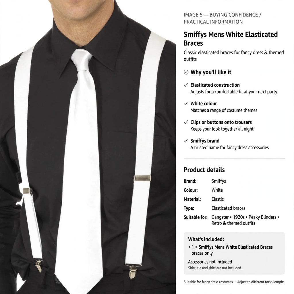 Elasticated braces suitable for fancy dress costumes by Smiffys