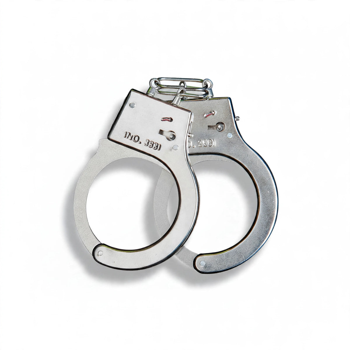 Metal fancy dress handcuffs with polished chrome finish
