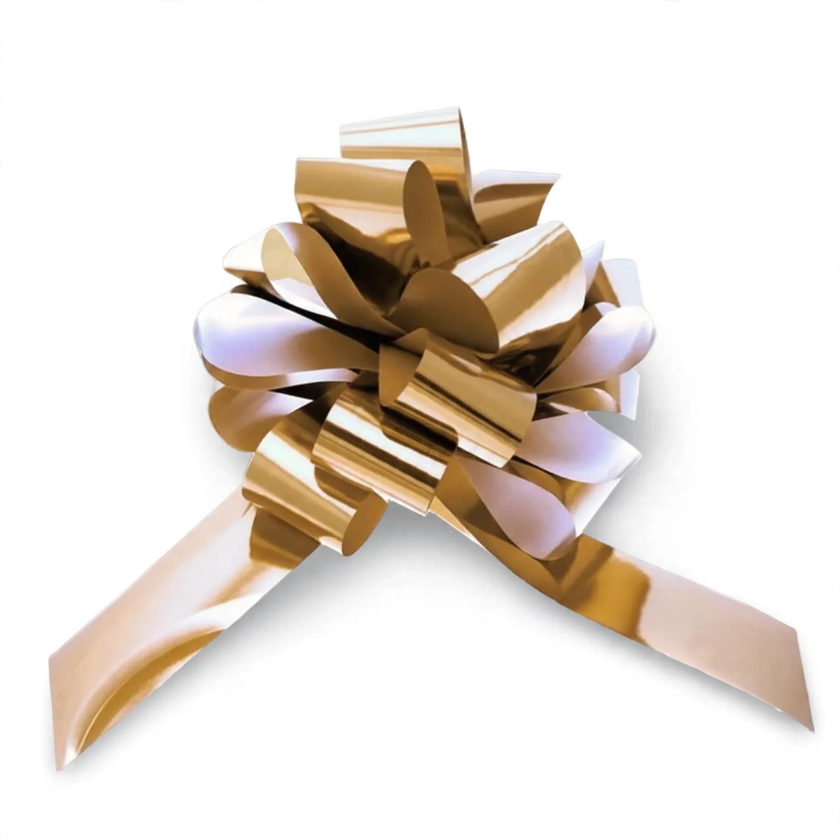 Metallic Gold Pull Bow with 50mm diameter and pull-ribbon mechanism