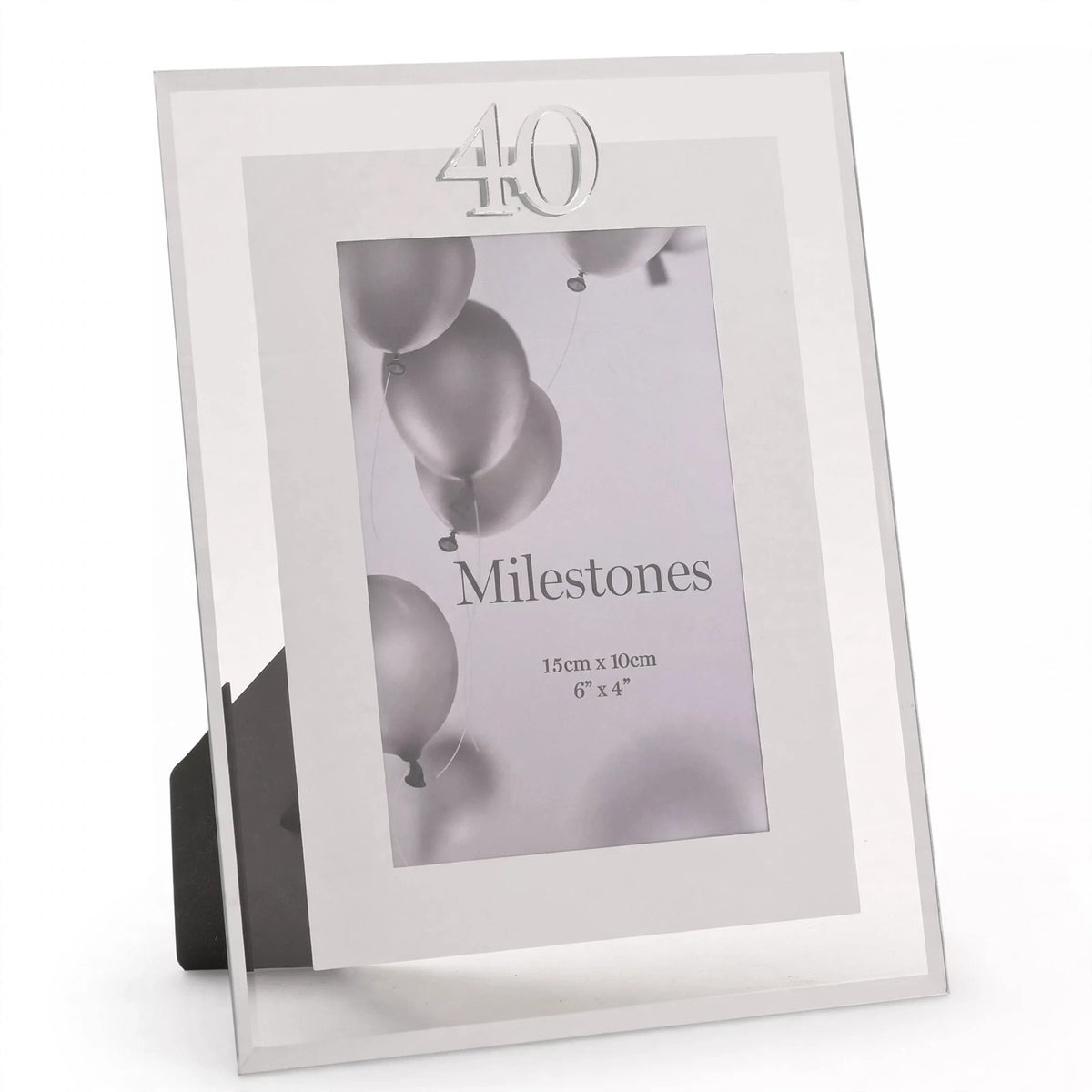 Milestones Gift Photo Frame Silver Age 40 with silver-tone finish holding 4x6 photo