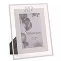 Silver Milestones Gift Photo Frame with 80th birthday inscription holding a 4x6 inch photograph