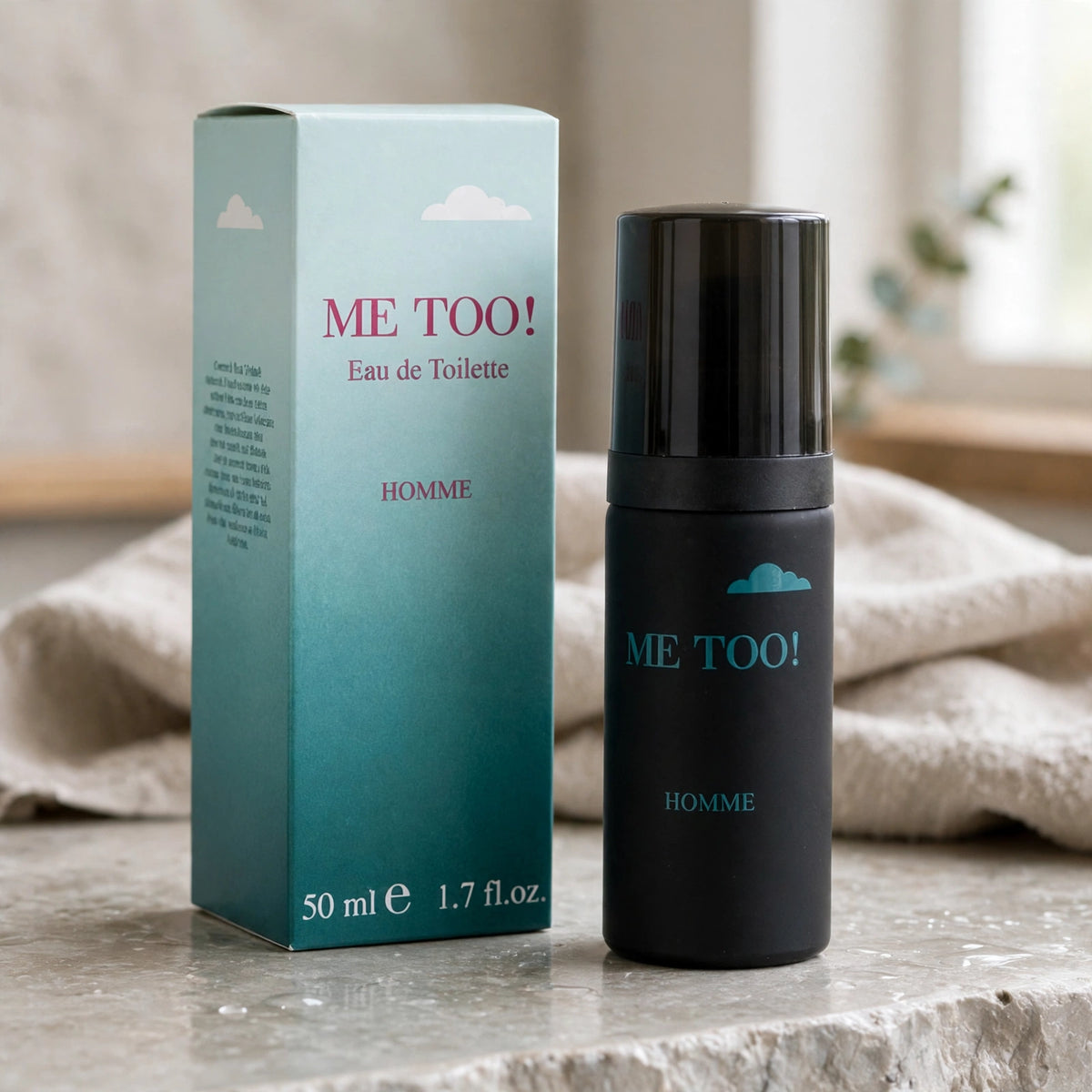 Milton Lloyd Me Too Homme men's aftershave 50ml EDT spray displayed with matching body spray