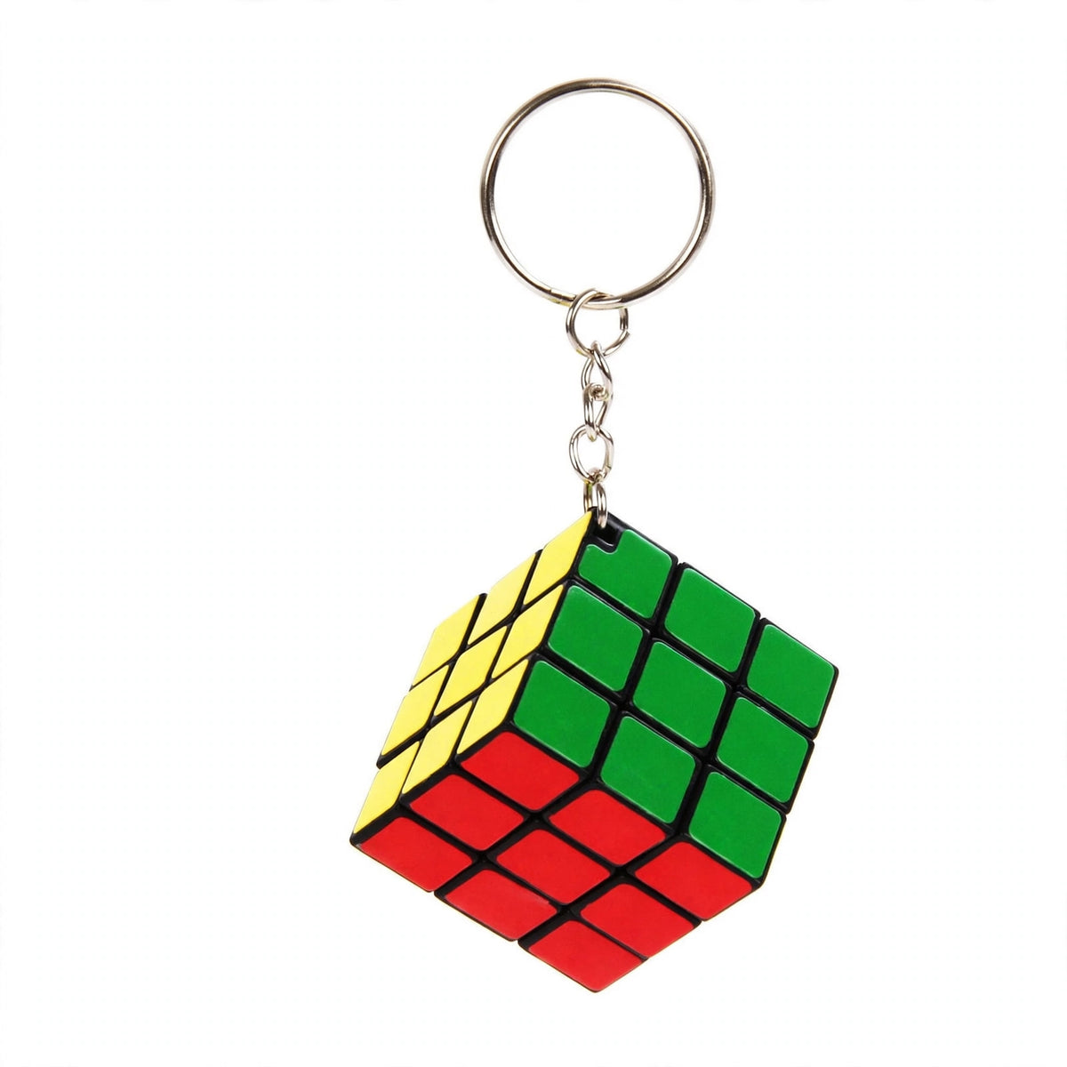 Mini Magic Rubixs Cube Puzzle Keyring showing cube puzzle design attached to keyring
