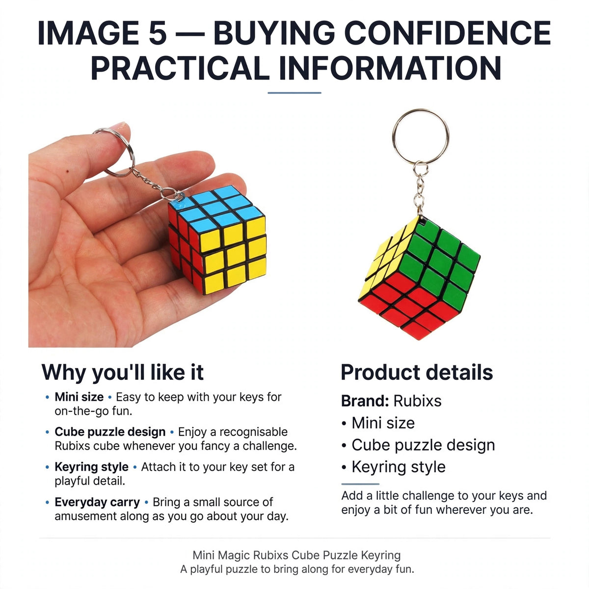 Mini Magic Rubixs Cube Puzzle Keyring designed for everyday carry and on-the-go fun