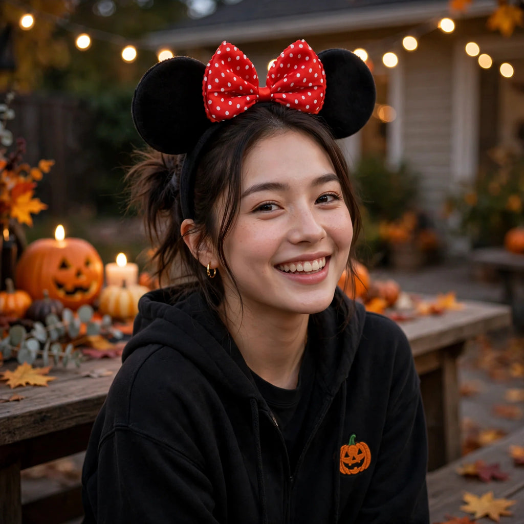 Mouse Ears Headband worn as a costume accessory for fancy dress and Halloween