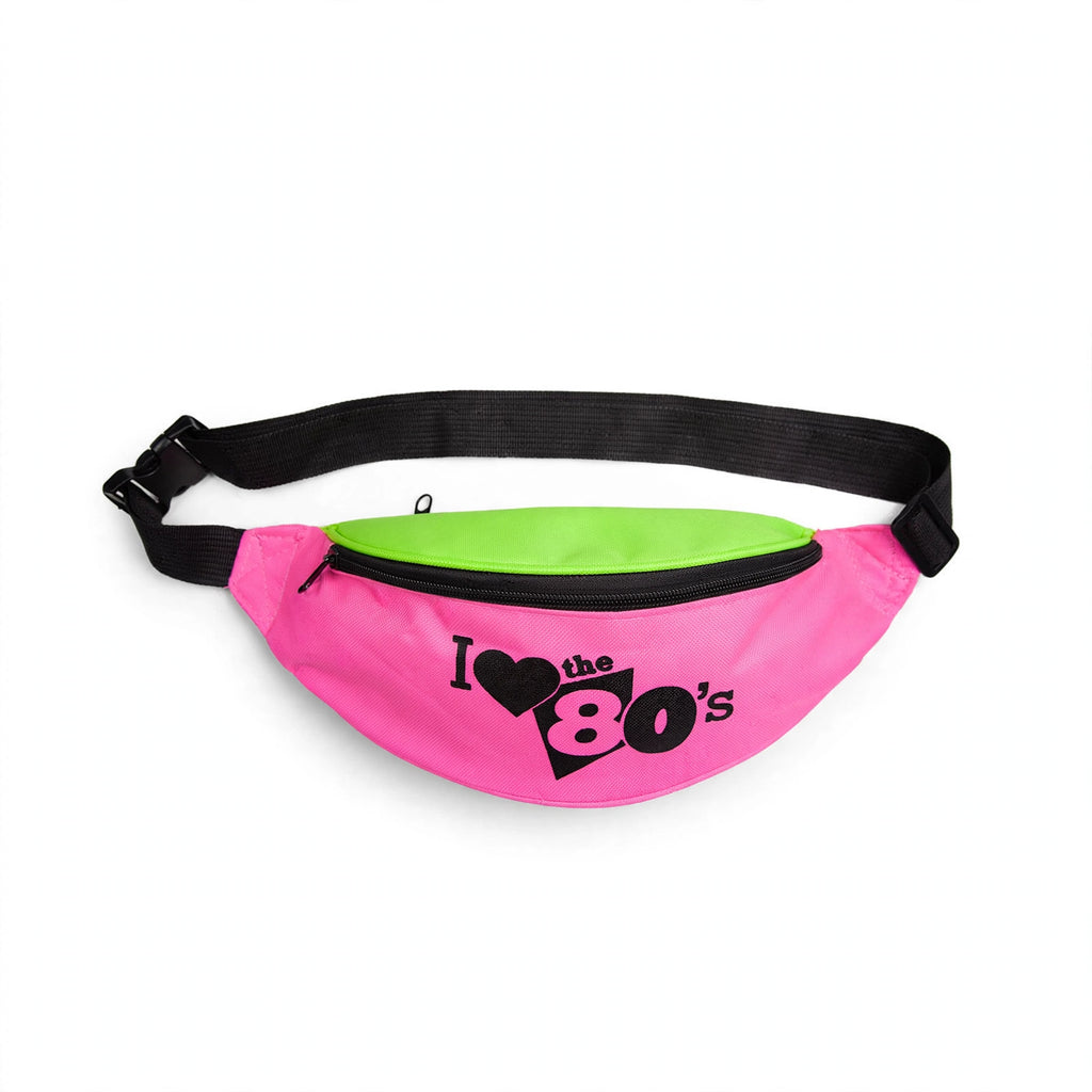 Wicked Costumes Womens 1980s Retro Neon Bum Bag with multi-coloured neon design and adjustable waist strap