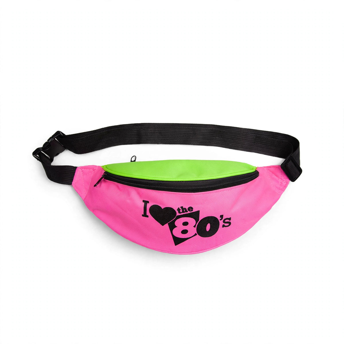 Wicked Costumes Womens 1980s Retro Neon Bum Bag with multi-coloured neon design and adjustable waist strap