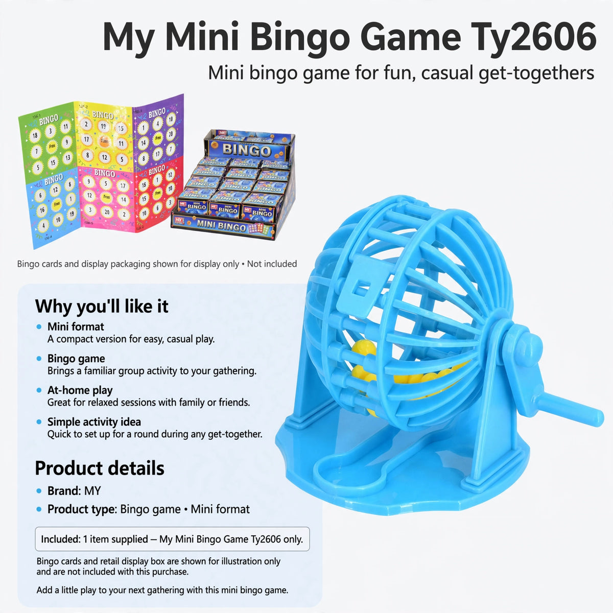 Mini bingo game for casual play at home or gatherings