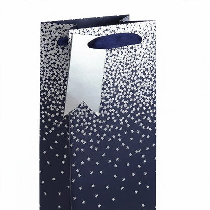 Close-up view of navy ombre gradient on bottle gift bag